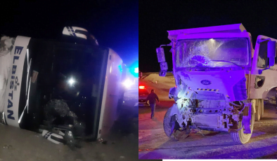 yolcu otobüsü ile kamyon çarpıştı; 12 yaralı