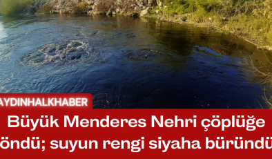 Büyük Menderes Nehri çöplüğe döndü; suyun rengi siyaha büründü