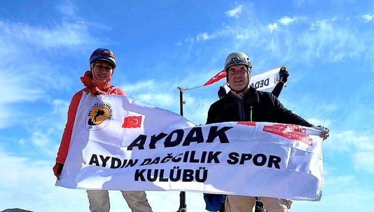 Aydınlı dağcı çift, 3 bin metreye tırmandı