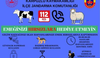 Jandarmadan Kurban Bayramı öncesi hırsızlık uyarısı